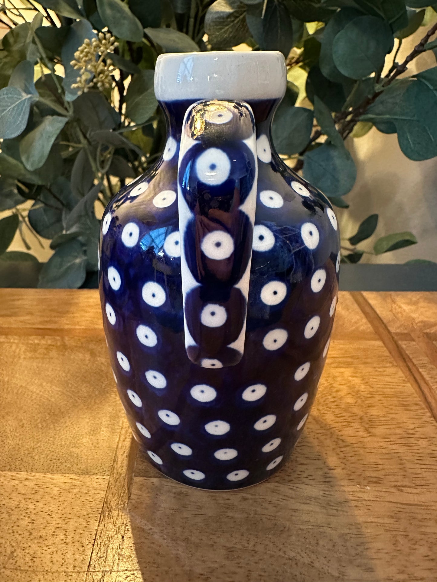 Ceramika Artystyczna Polish Pottery, Traditional Pattern, Blue Eyes, Bottle
