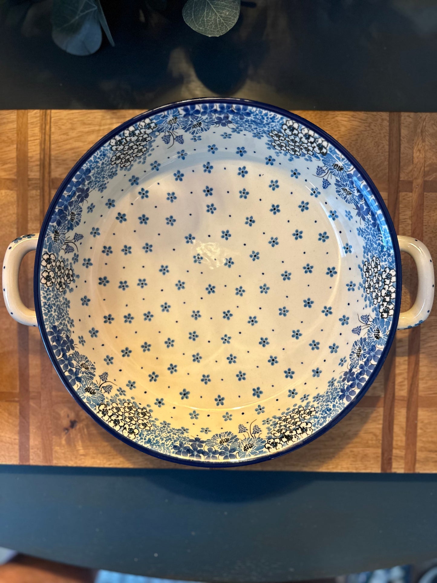 Ceramika Artystyczna Polish Pottery, Unikat Level 4657, Round Baker with Handles