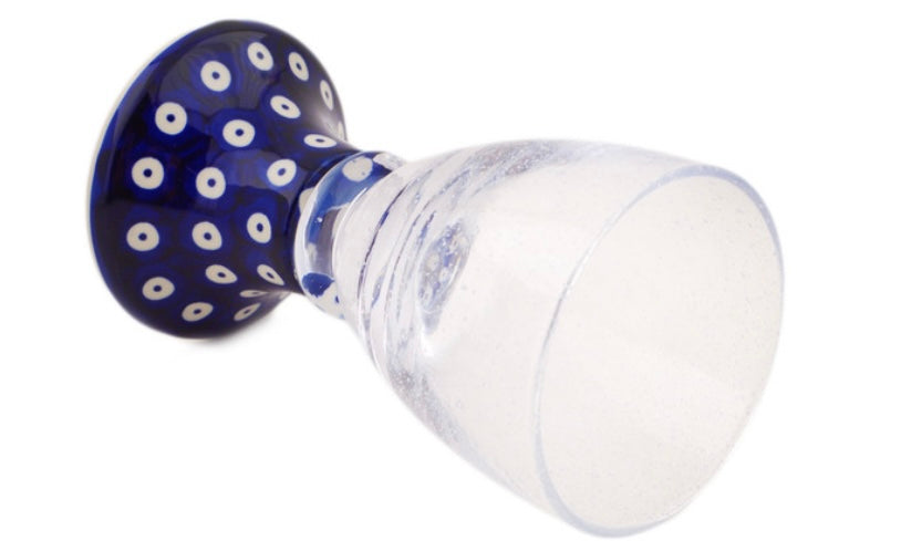 Manufaktura Polish Pottery,Traditional Peacock Eyes, Goblet