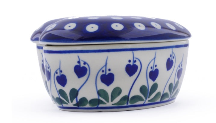 Ceramika Artystyczna Polish Pottery, Bleeding Heart, Heart Shaped Jar/Container