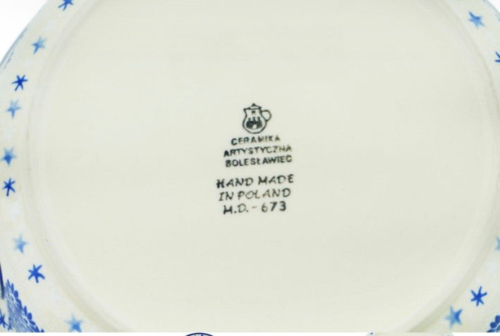 Ceramika Artystyczna, Blue Winter, Medium Round Baker with Handles