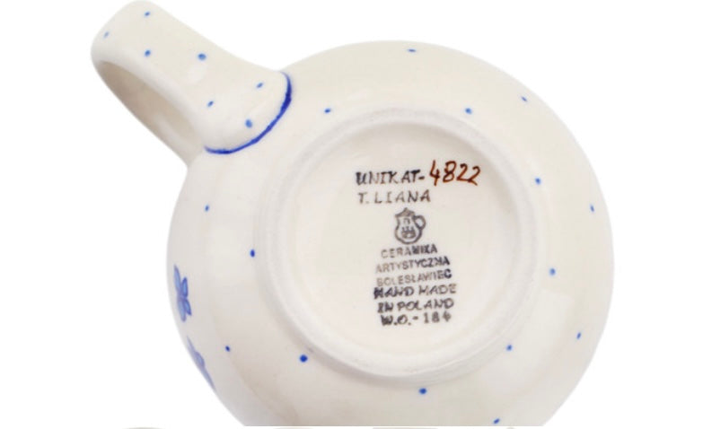 Ceramika Artystyczna Polish Pottery, Unikat Delicate Blue, Bubble Mug