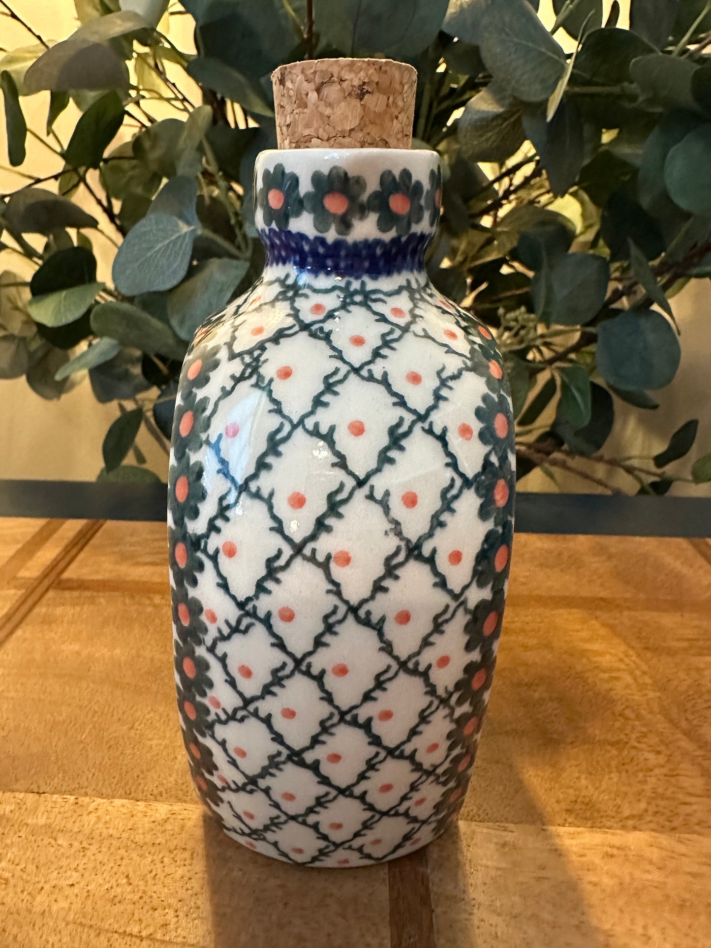 Ceramika Artystyczna Polish Pottery, Primrose Trellis, Bottle