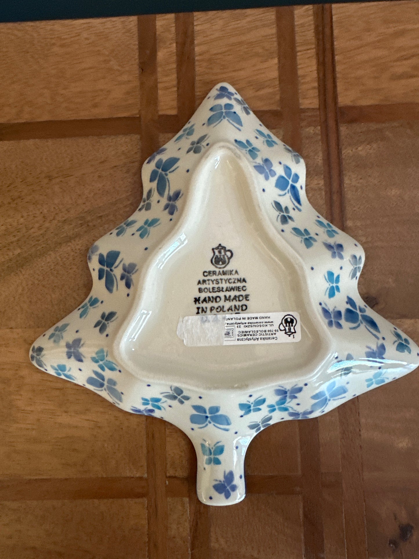 Cermika Artystyczna Blue Butterfly Fields Tree Platter