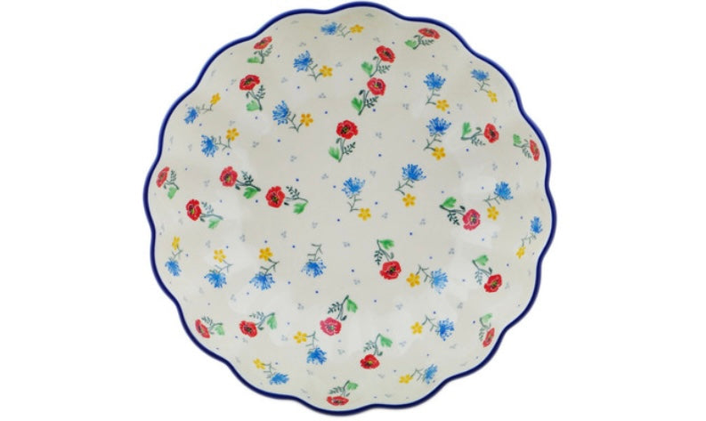 Ceramika Artystyczna Polish Pottery, Spring Is Coming, Large Fluted Bowl, 11"