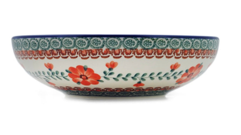 Ceramika Artystyczna Polish Pottery, Radiant Green Meadow, Pasta Bowl