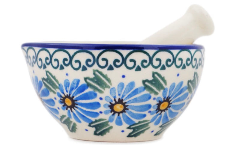 Ceramika Artystyczna Polish Pottery, Morning Daisy, Small Mortar and Pestle