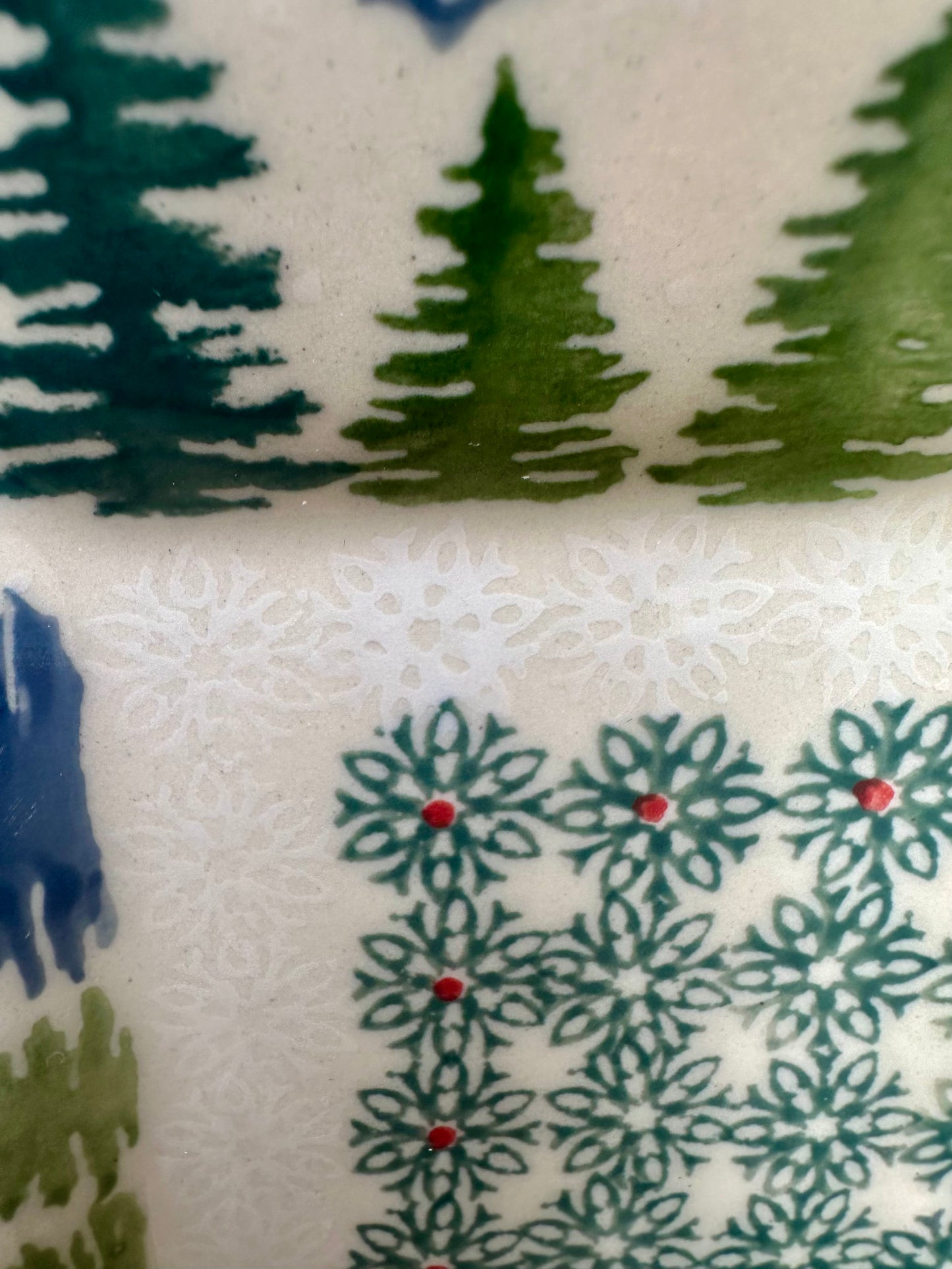 Manufaktura Polish Pottery, Unikat Pine Forest, Square Dinner Plate