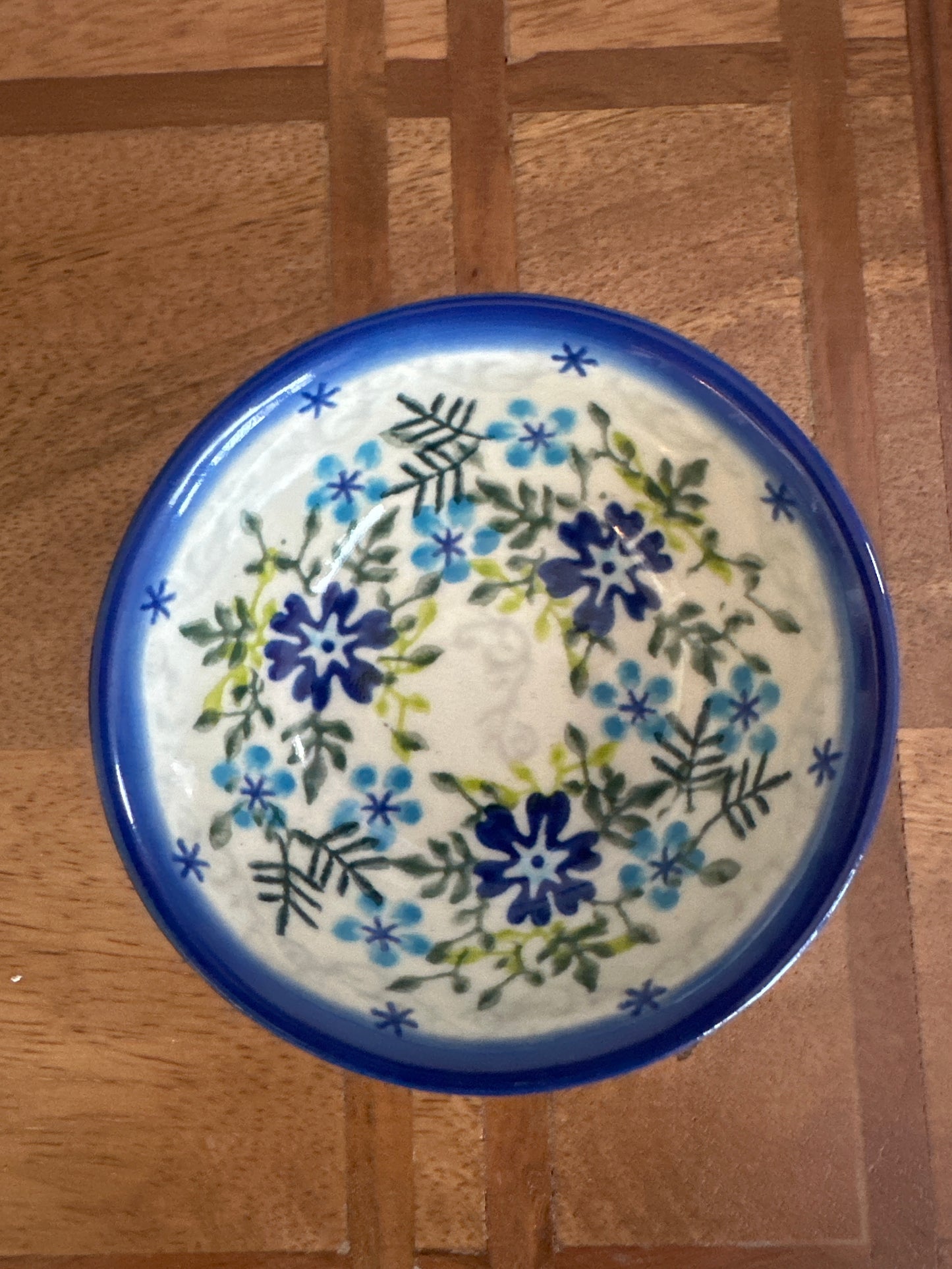 Vena Polish Pottery Blue Garden Dream Medium Dip Bowl