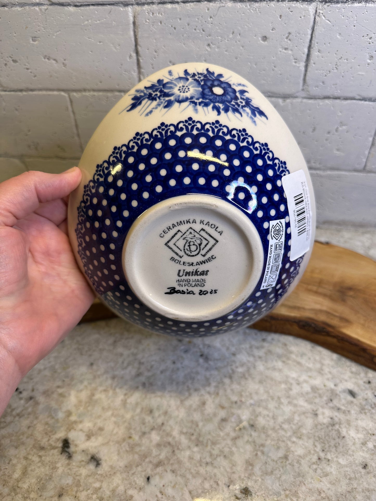 Kaola Polish Pottery, Signature Unikat, Bright Bouquet, Oval Boat Bowl
