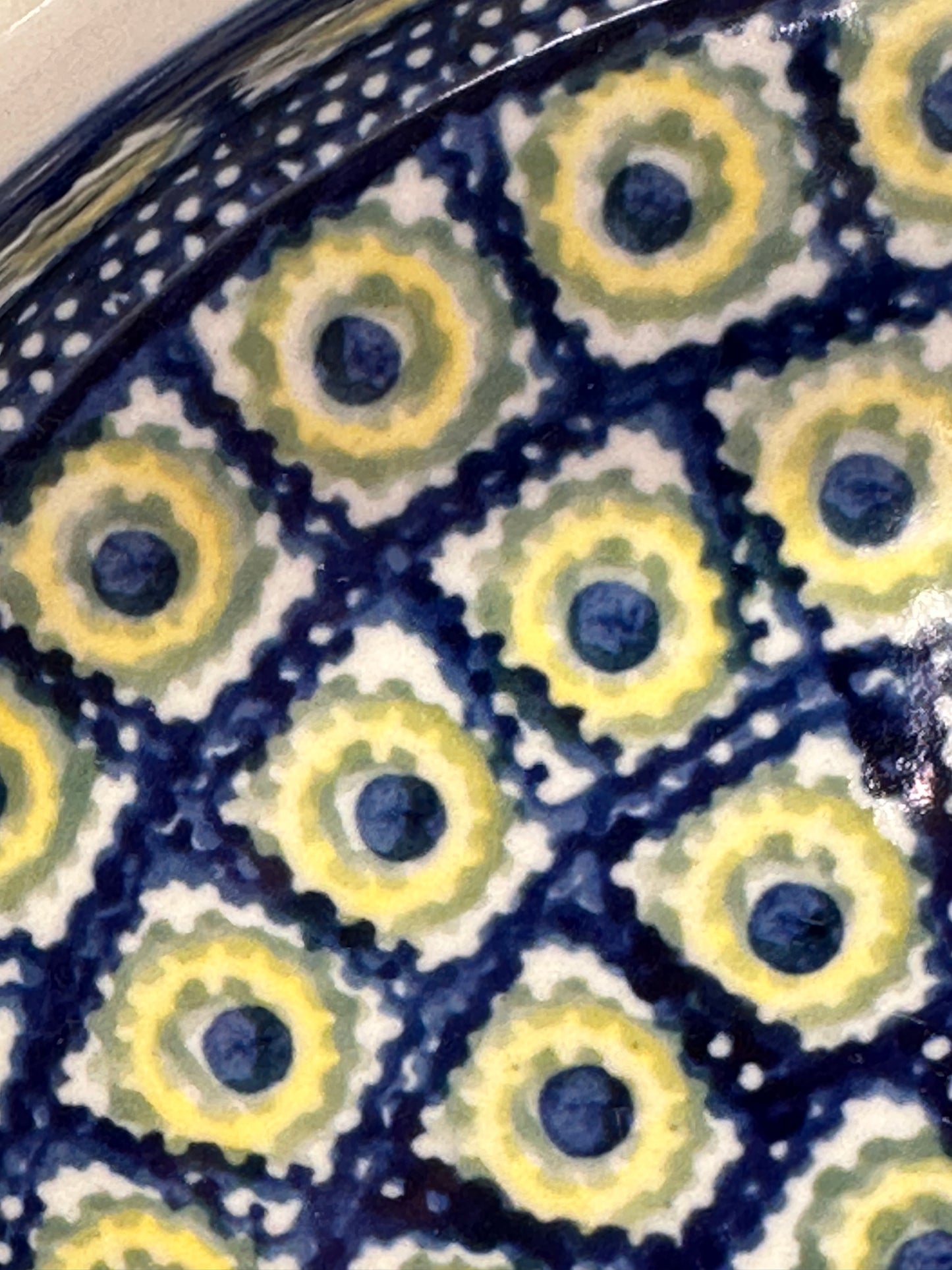 Manufaktura Polish Pottery, Blue, Yellow, & Green, Handled Baker, Preowned