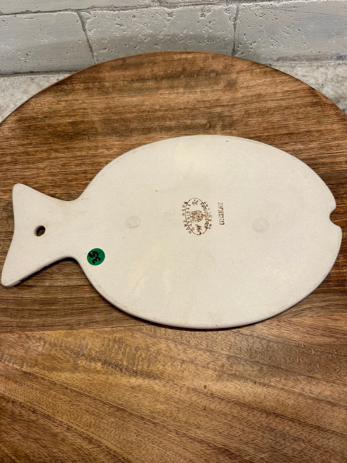 W.R. Polish Pottery, Blue Flowered, Fish Shaped Cutting Board