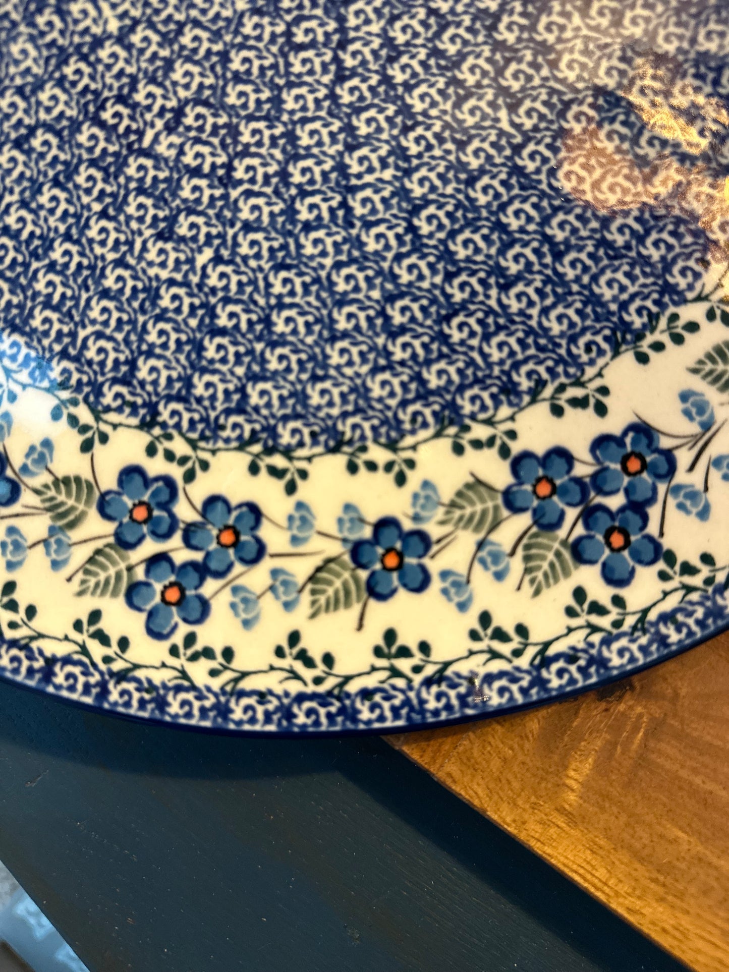 Ceramika Artystyczna Polish Pottery, Forget Me Not, Pizza/Cookie Plate/Baker