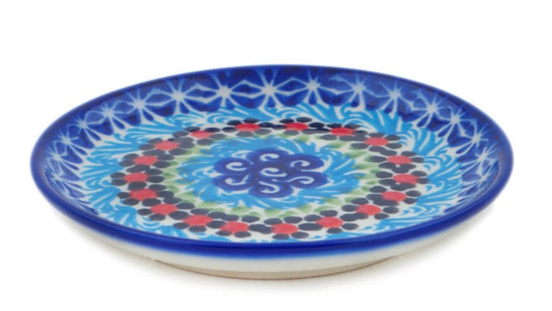 Ceramika Bona Polish Pottery, Cheerful Poppies, Small Plate/Coaster