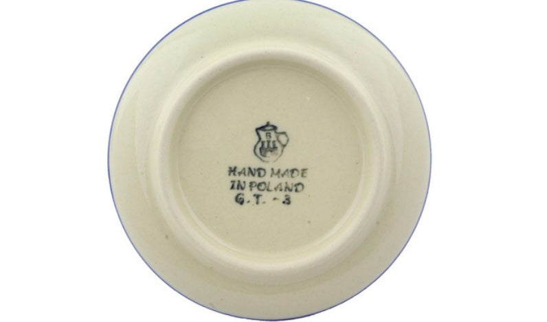 Ceramika Artystyczna Polish Pottery, Blue Daisy Swirls, Mini Plate/Coaster