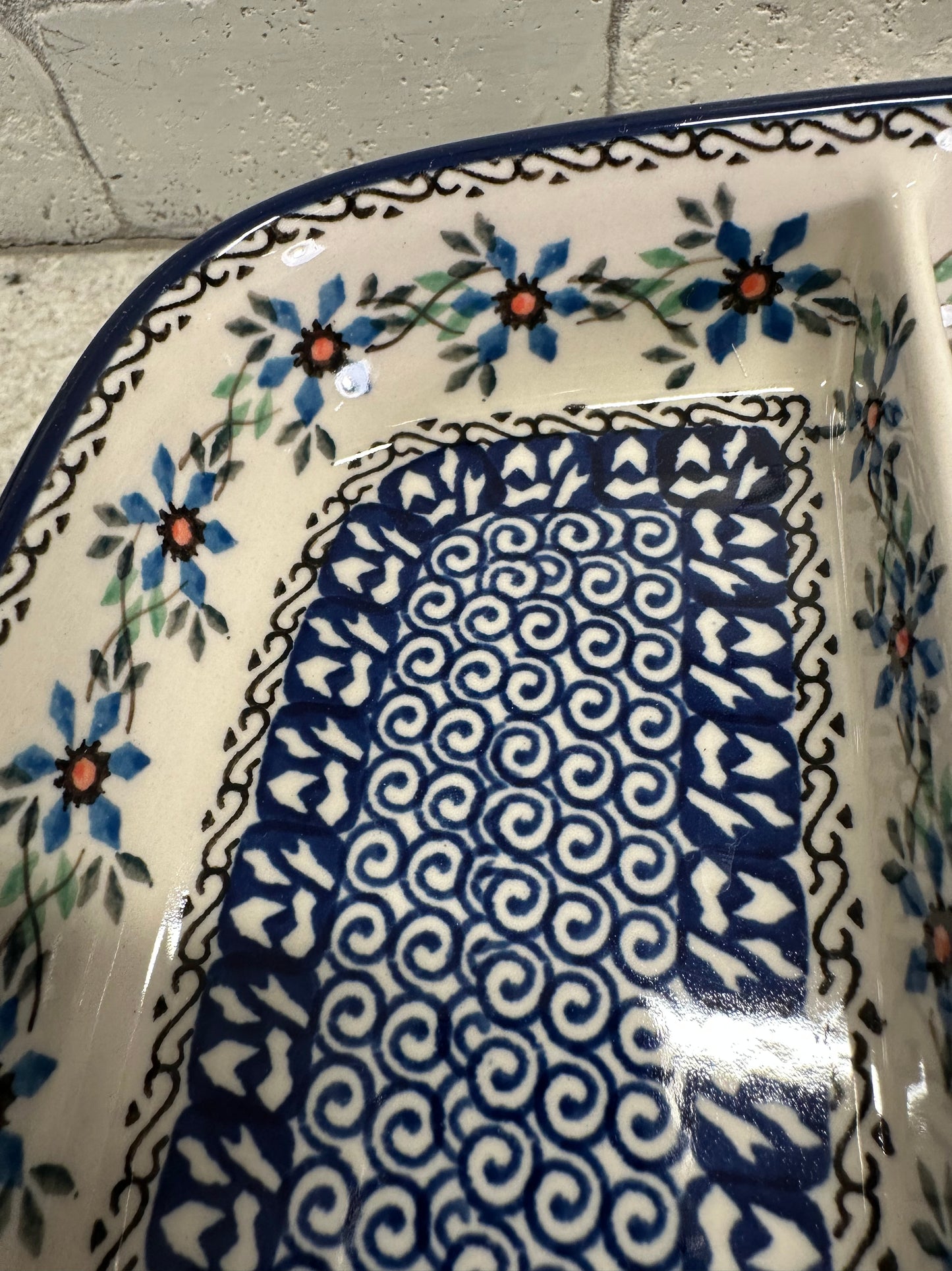 Ceramika Artystyczna Polish Pottery, Triple Divided Dish