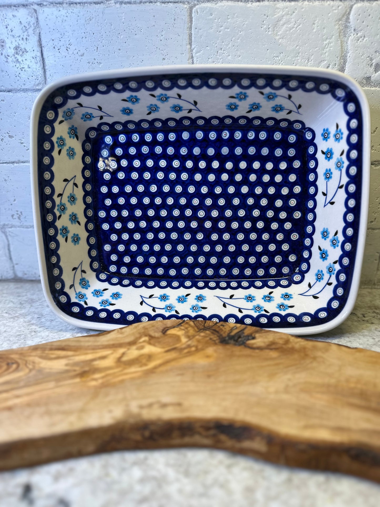 Zaklady Polish Pottery, Forget Me Not, Rectangular Baker