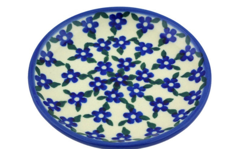 Ceramika Artystyczna Polish Pottery, Blue Mandala, Mini Plate/Coaster