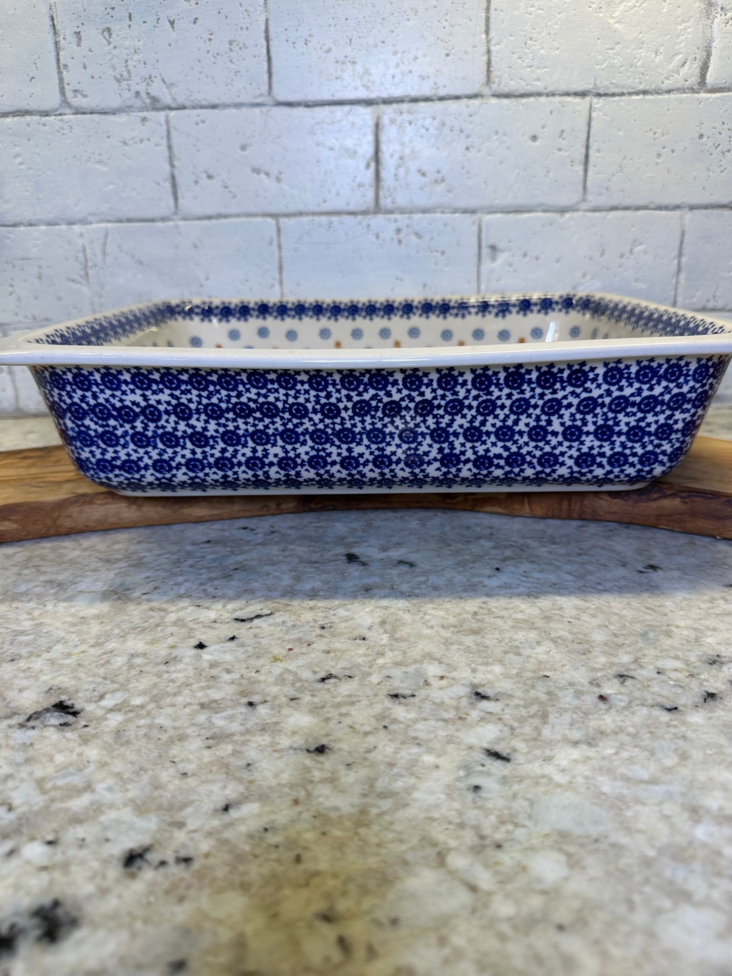 Manufaktura Polish Pottery, Snowflakes, Trees, & Presents, Large Rectangular Baker