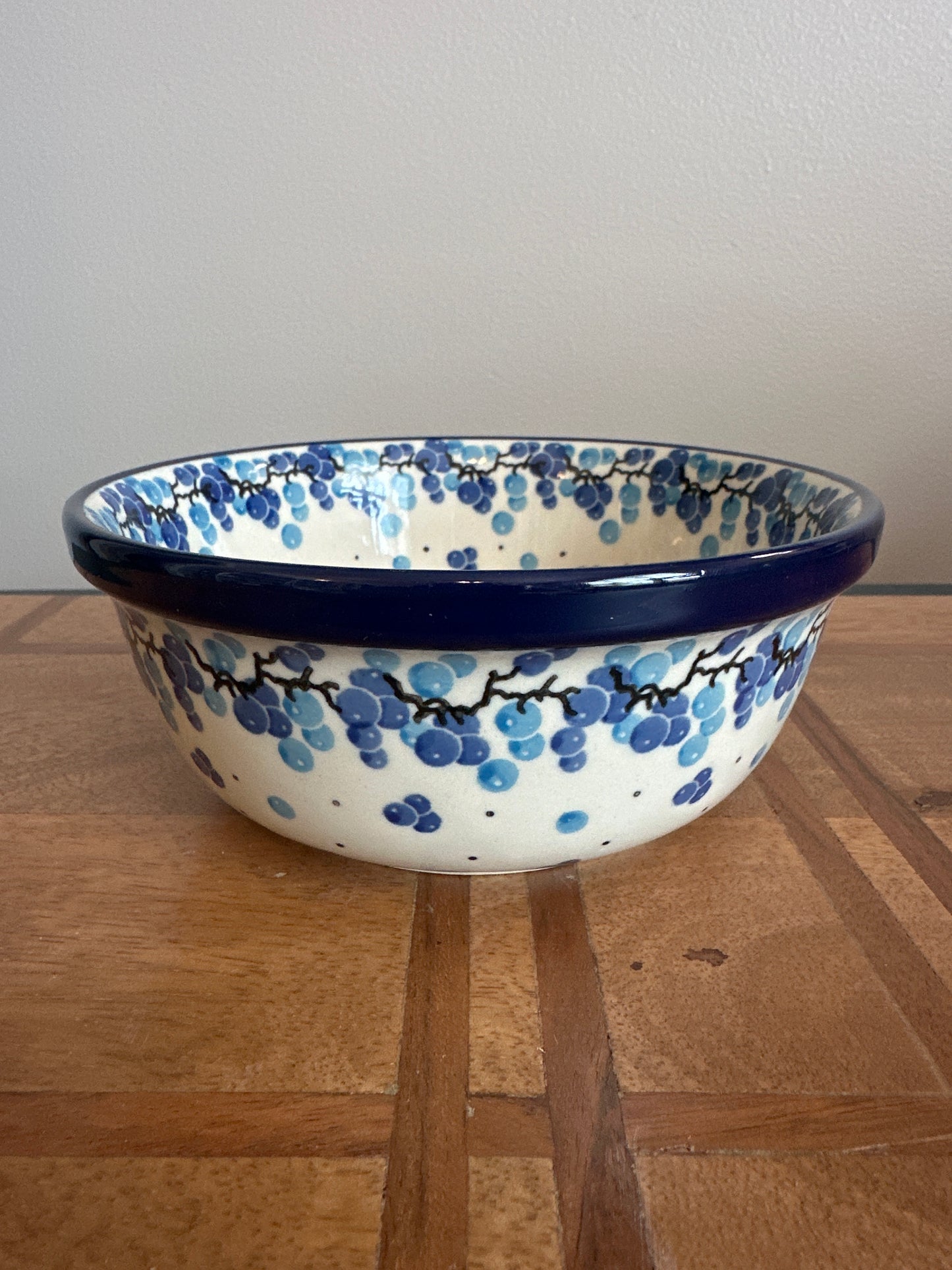 Ceramika Artystyczna Polish Pottery Blue Grapes 6" Bowl