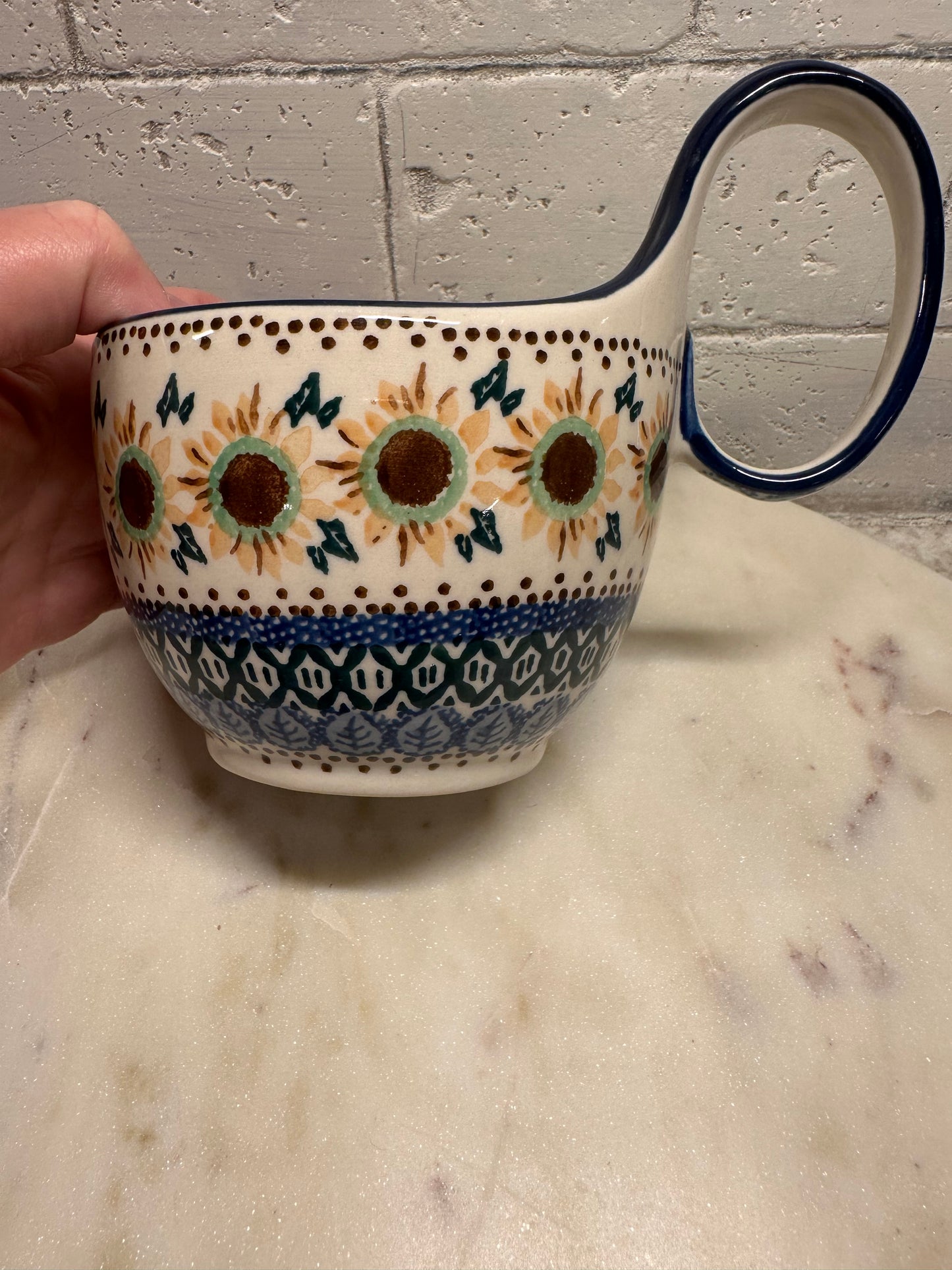 Ceramika Artystyczna Polish Pottery, U4860, Sunflower Loop Mug/Bowl