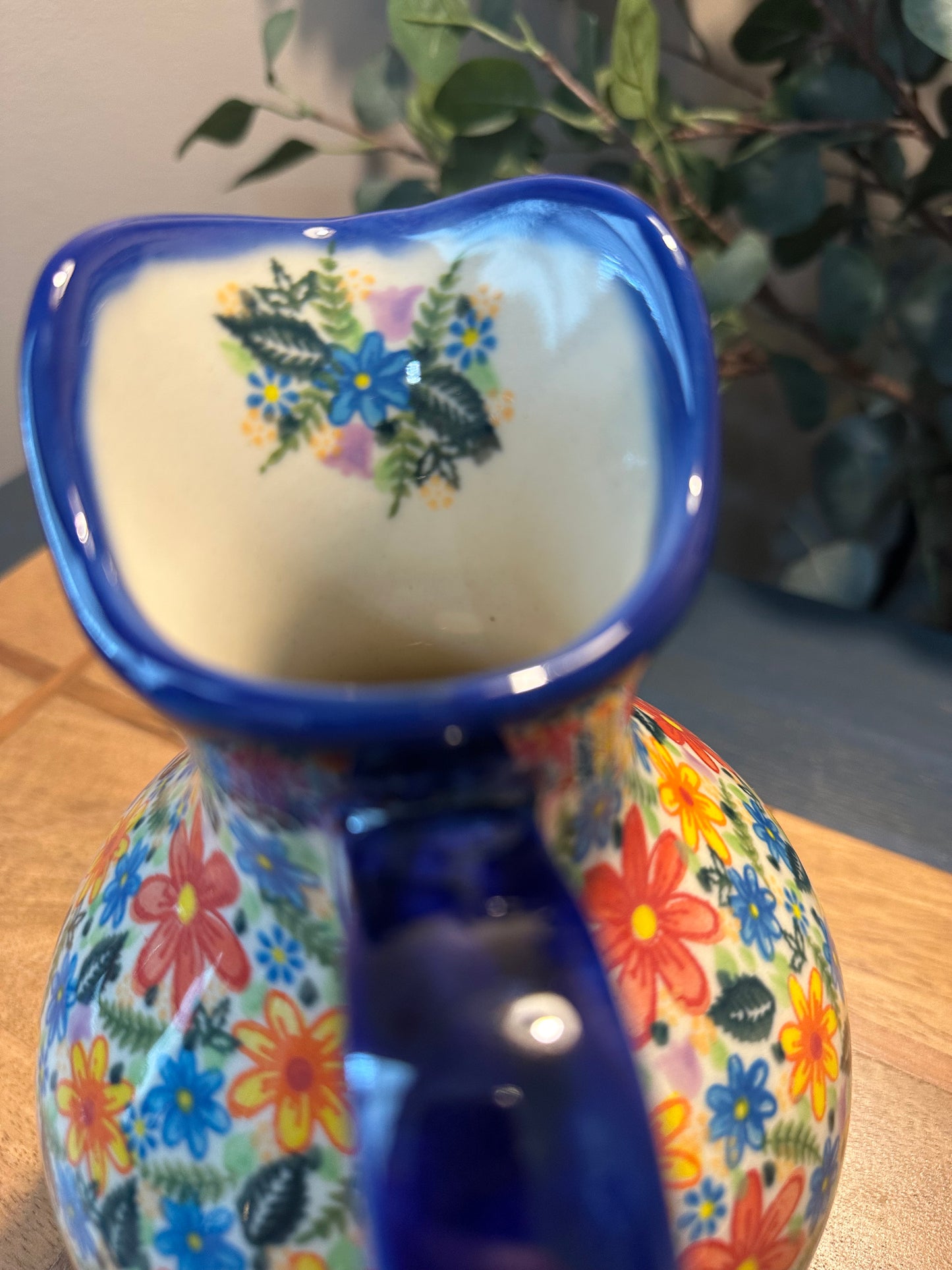 Kalich Polish Pottery, Unikat, Art Level 2, Flirty Flowers, 2 Liter Pitcher