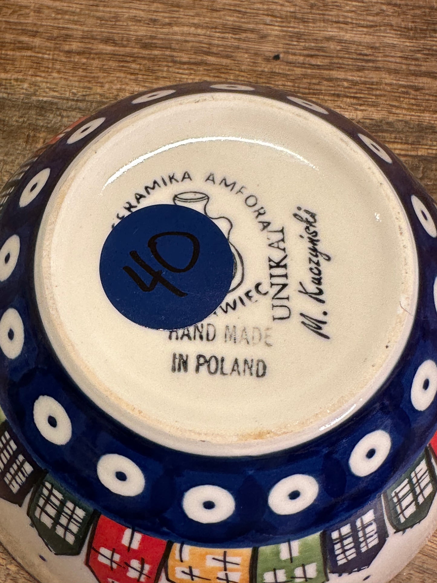 Ceramika Amfora Polish Pottery, Signature Unikat, Polish Town, Bowl