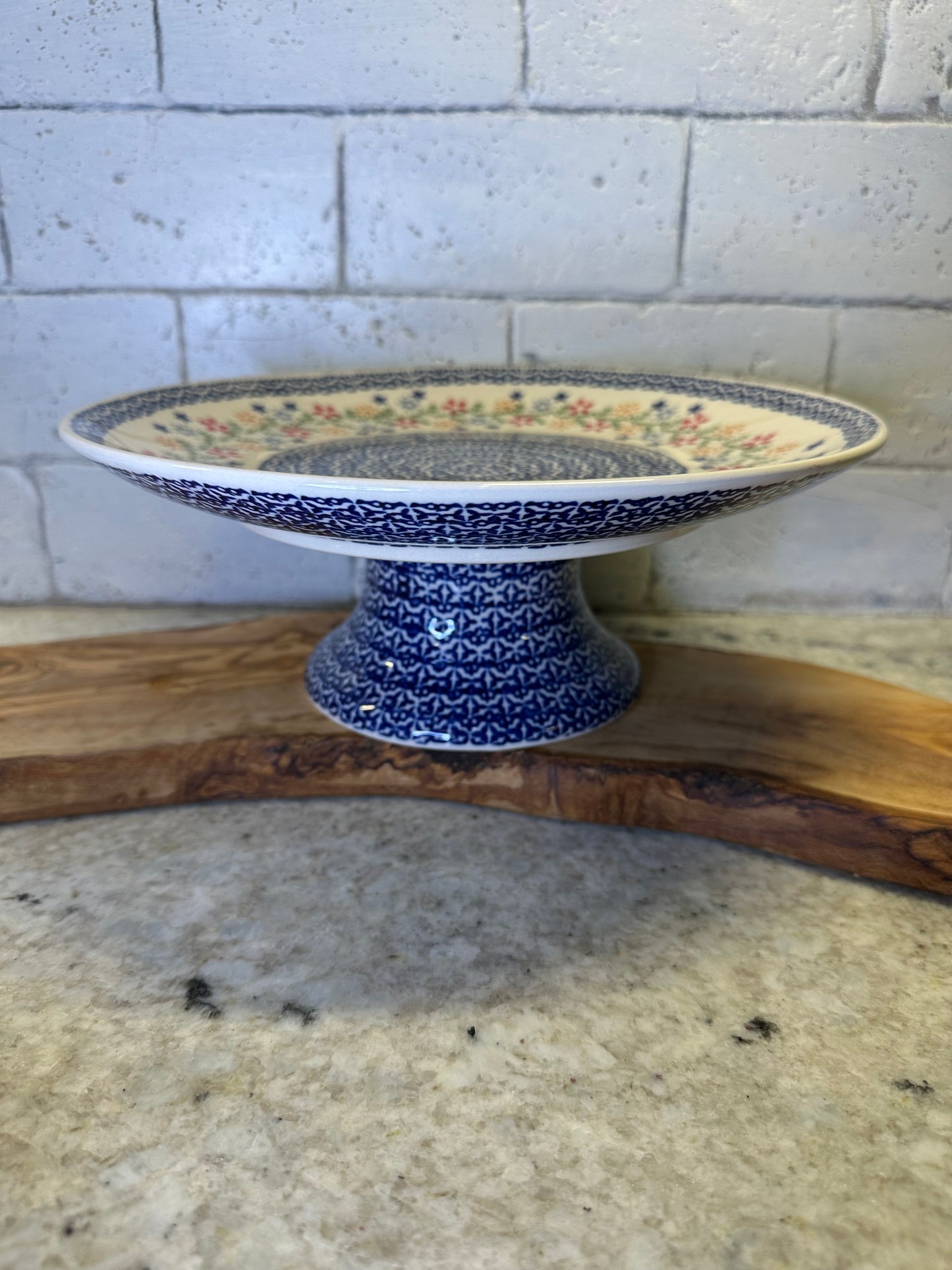 Manufaktura Polish Pottery, Holiday Stars and Garland, Cake Pedestal/Server, Preowned