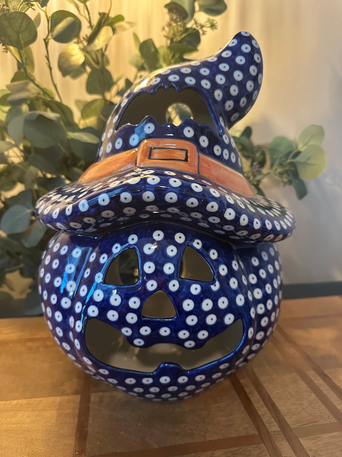 Vena Polish Pottery, Jack O' Lantern Luminary 14" Lantern