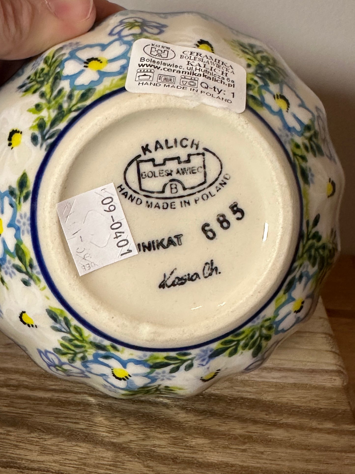 Kalich, Art Level, Blue & White Flower, Scalloped Bowl