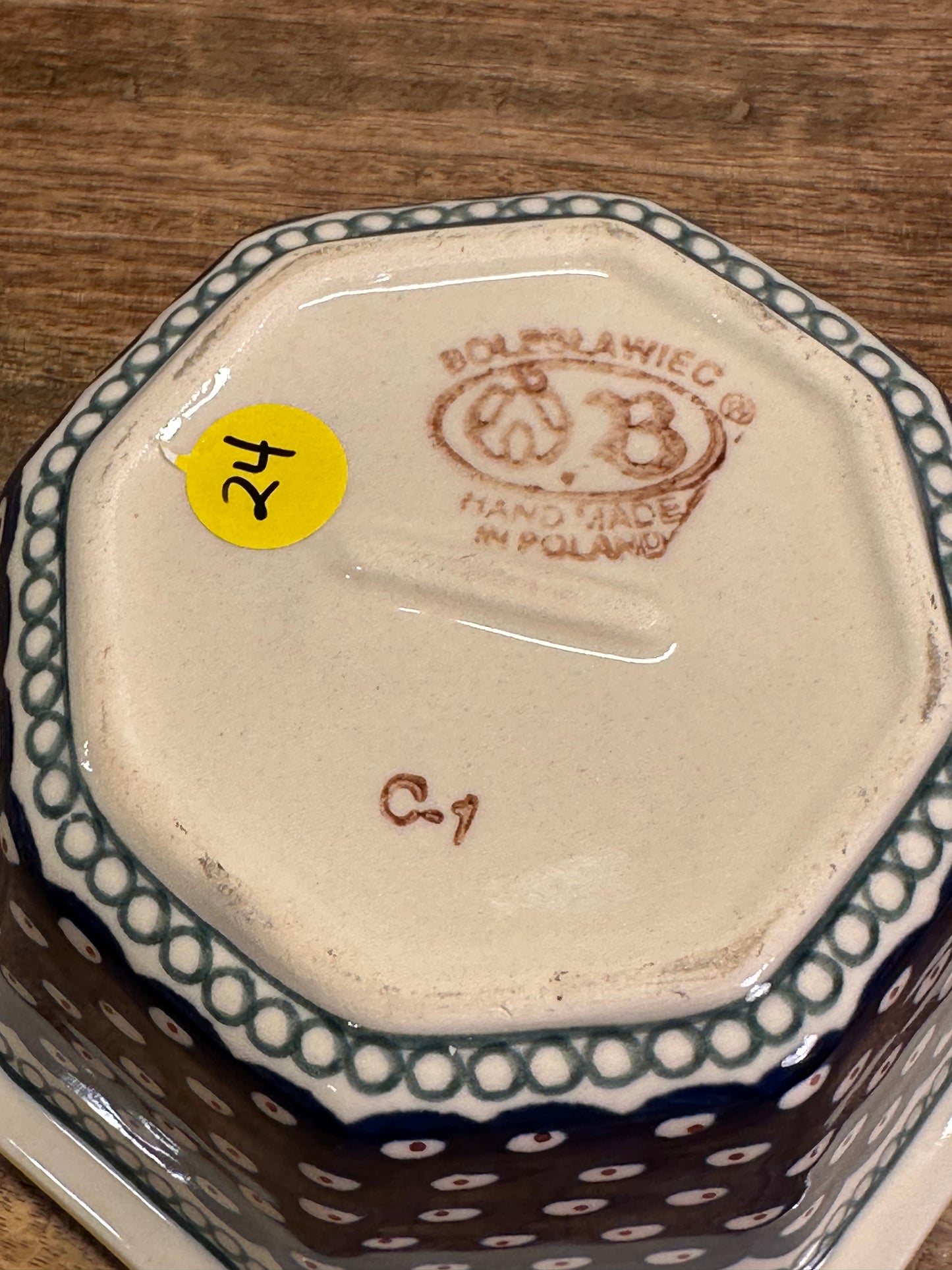 Zaklady Polish Pottery, Traditional Pattern, Octagonal Bowl, Preowned