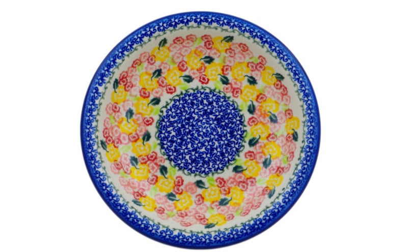 Ceramika Bona Polish Pottery, Radiant Pink Florals, Pasta Bowl
