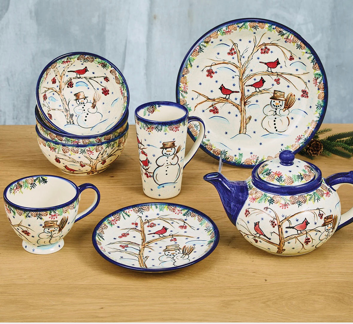 Kalich, Snowman and Cardinal Large Teapot