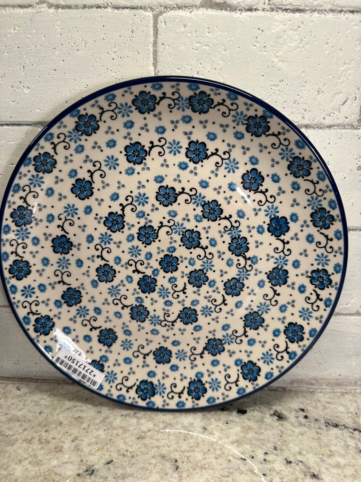 Ceramika Artystyczna Polish Pottery, Flowing Blues, Dinner Plate