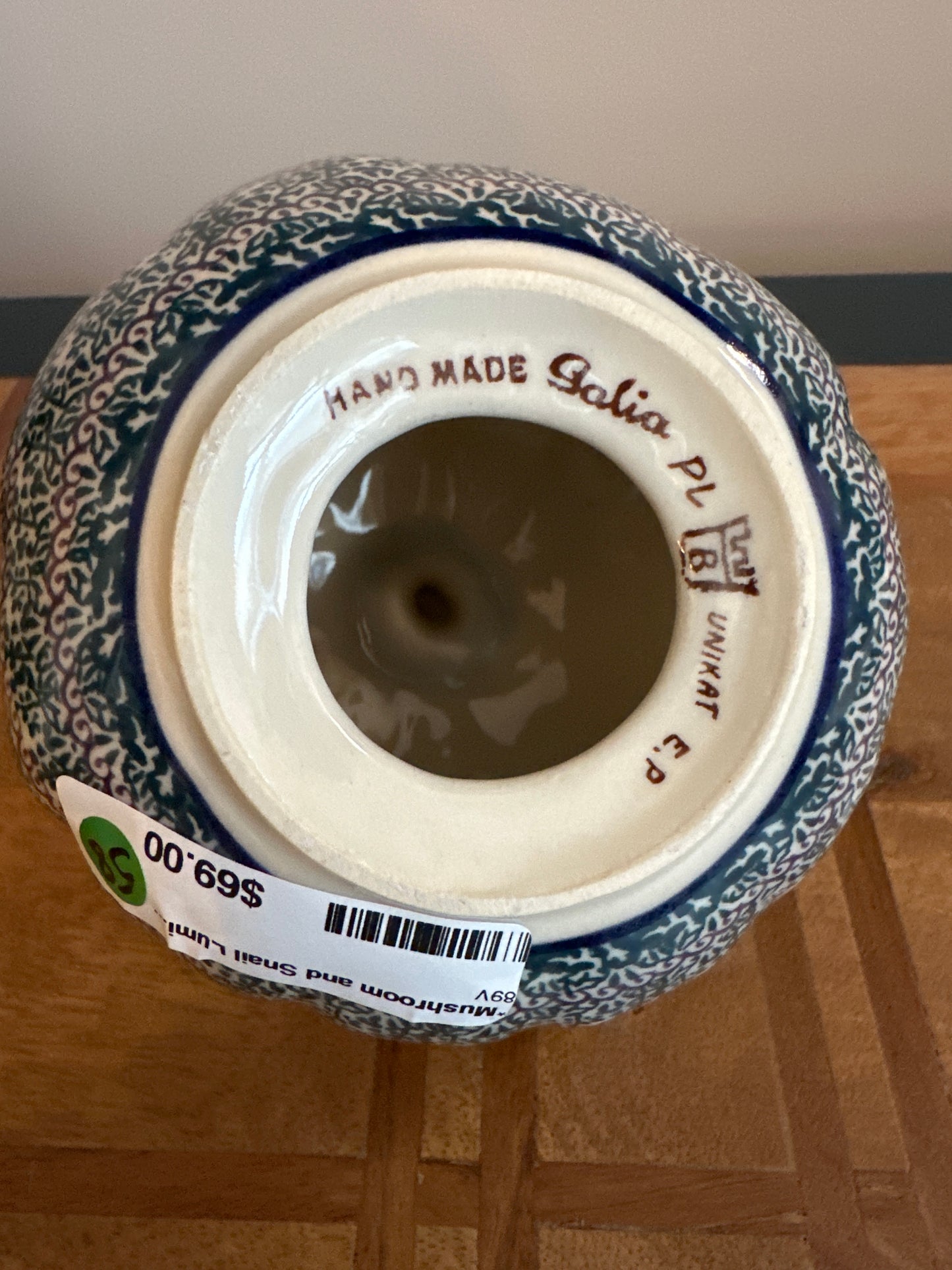 Galia Polish Pottery Mushroom and Snail Luminary Pumpkin
