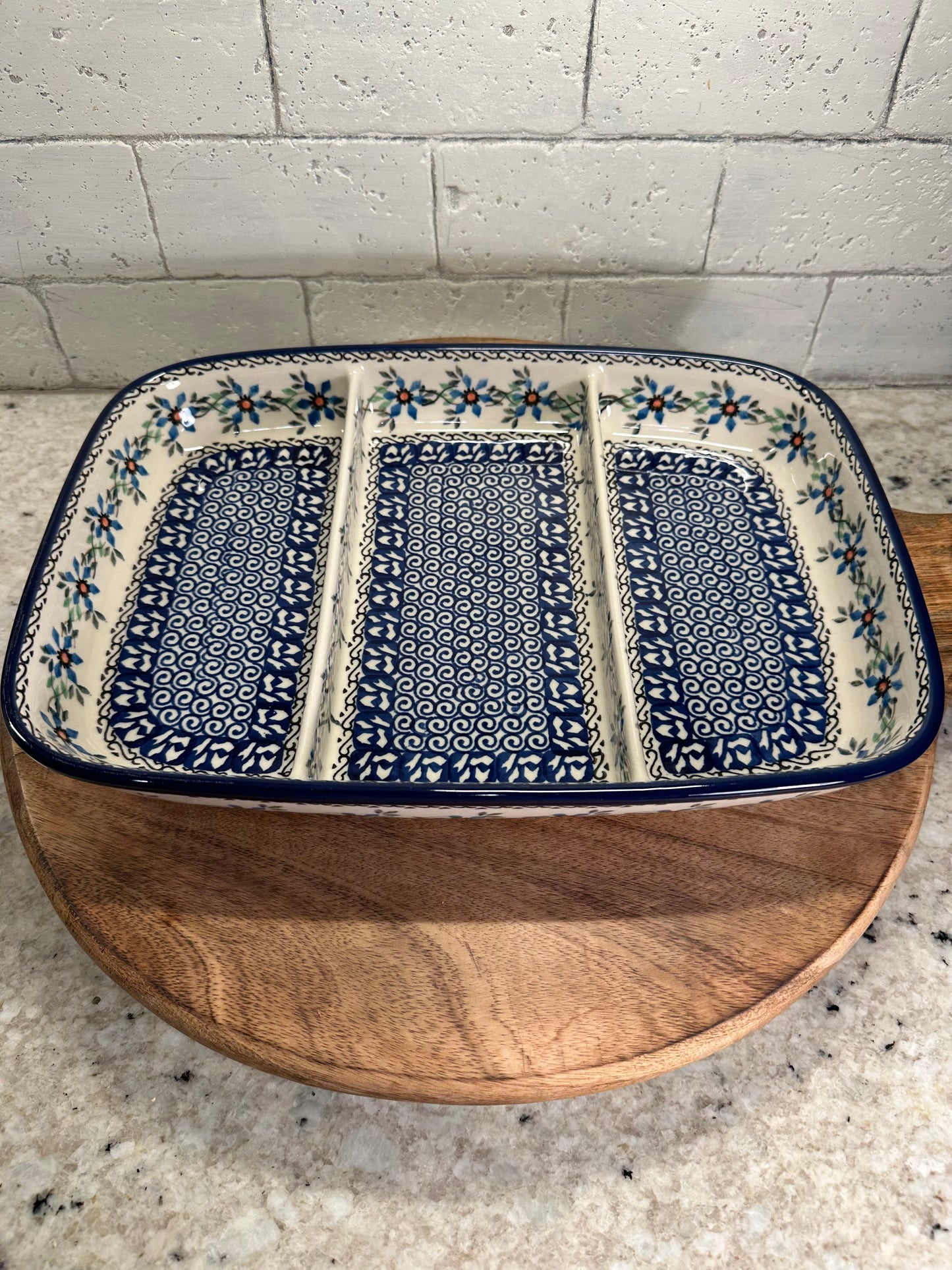 Ceramika Artystyczna Polish Pottery, Triple Divided Dish