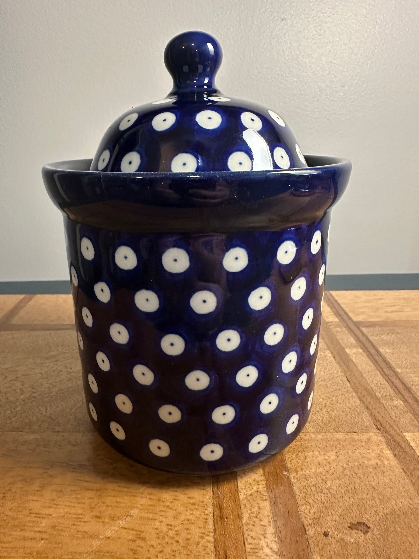 Ceramika Artystyczna Polish Pottery, Traditional Pattern, Owls Eye Lidded Canister
