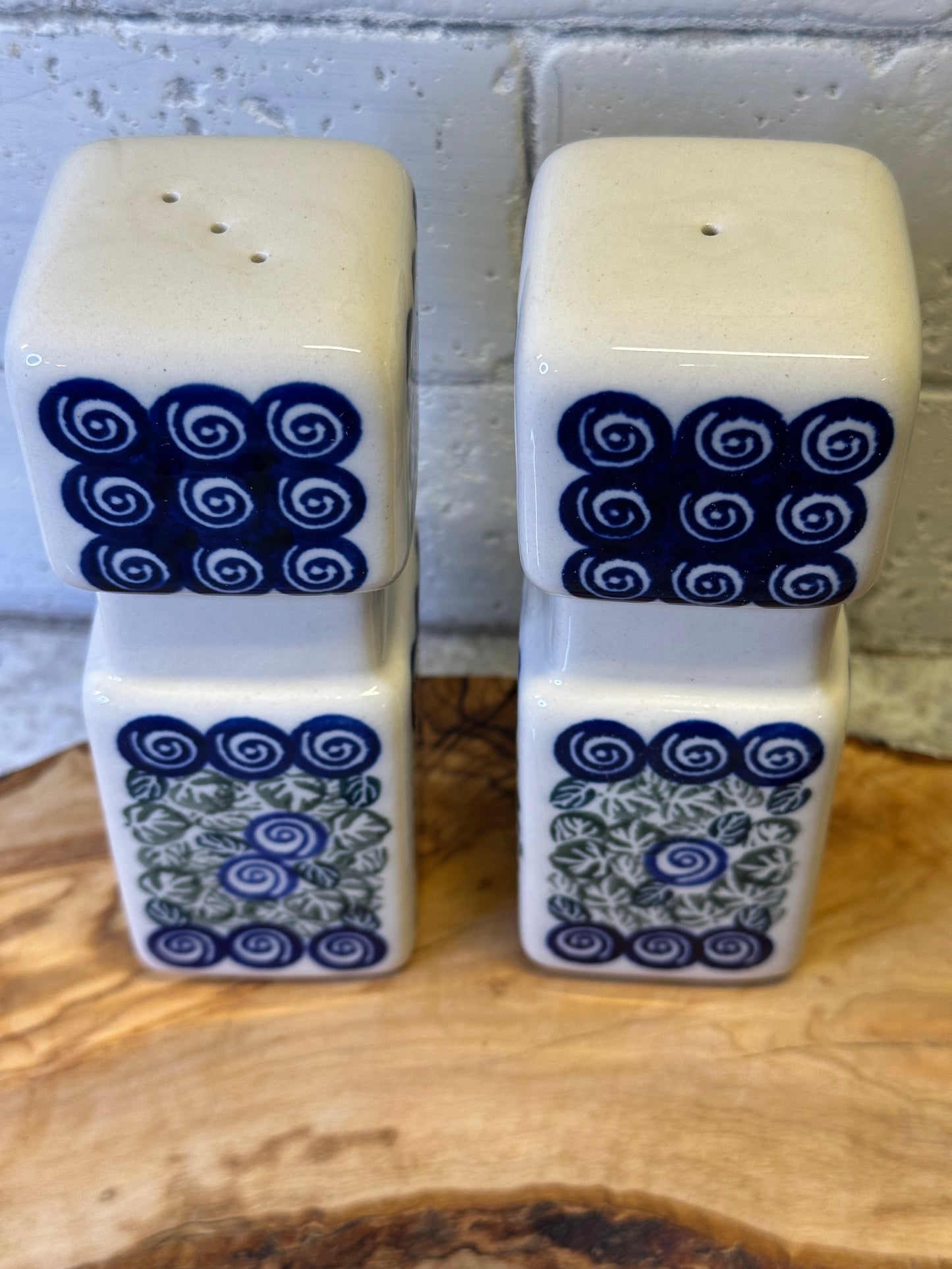 Zaklady Polish Pottery, Swirls, Salt and Pepper Set