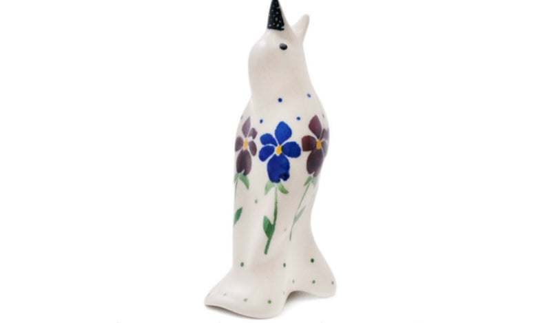 Ceramika Artystyczna Polish Pottery, Plum Pansy, Pie Bird