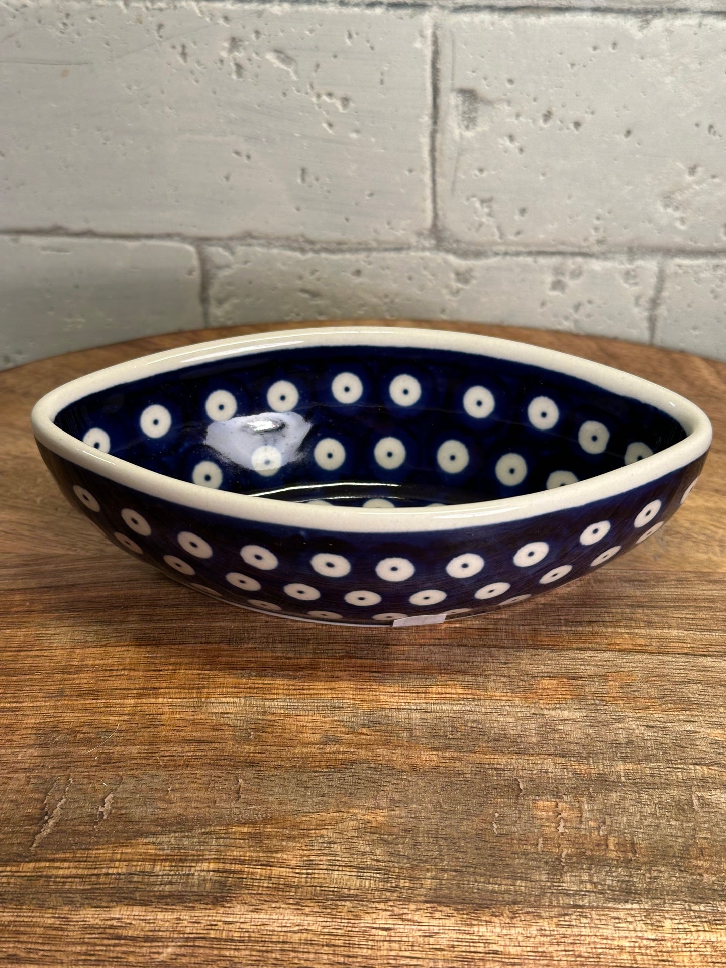 Zaklady Polish Pottery, Traditional Owls Eye,Small Boat Bowl