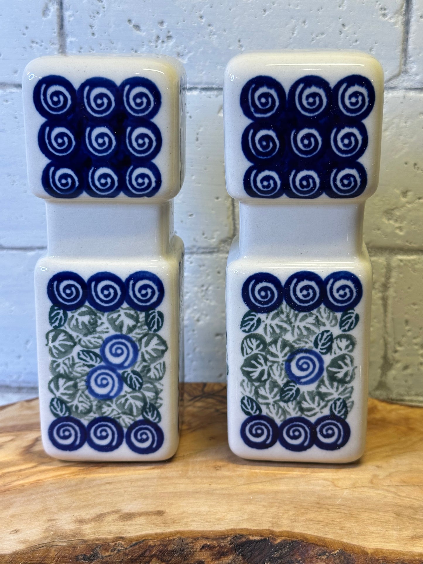 Zaklady Polish Pottery, Swirls, Salt and Pepper Set
