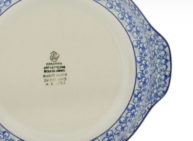 Ceramika Artystyczna, Magical Blue, Medium Round Baker with Handles 9"