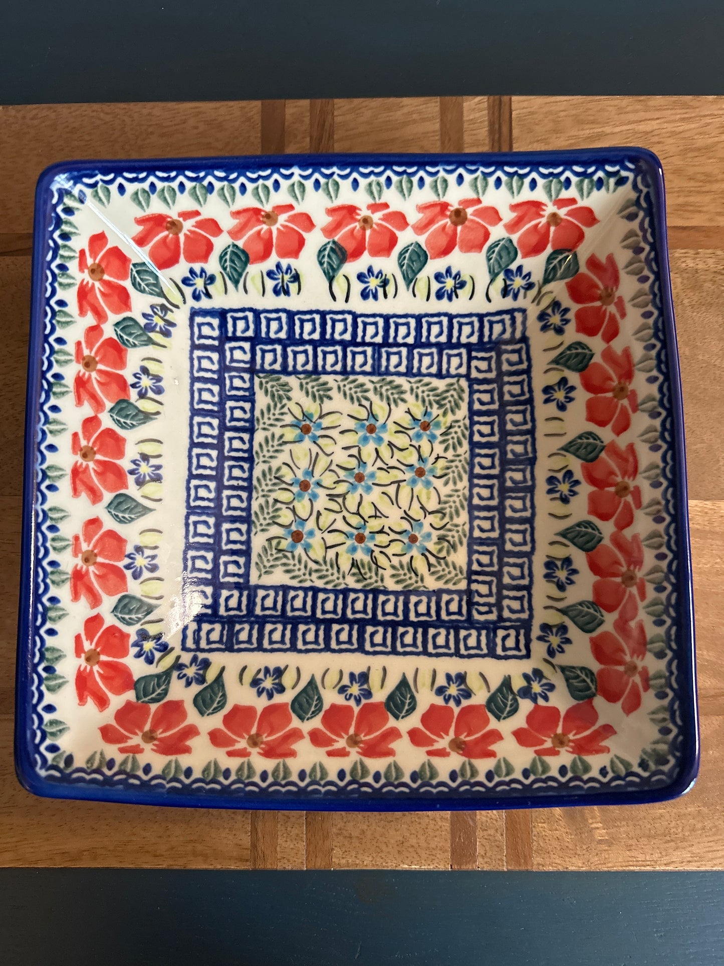 Ceramika Bona Polish , Signature Unikat, Grecian Fields, Square Serving Bowl