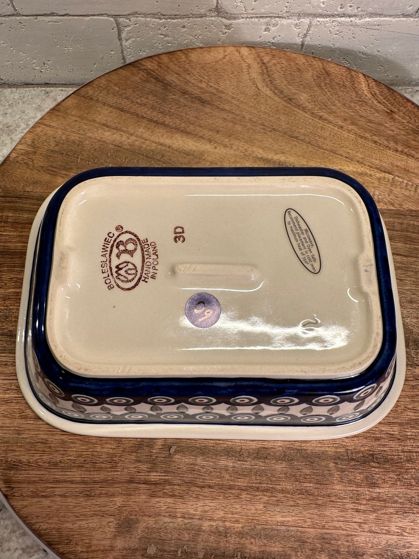 Zaklady Polish Pottery, Traditional Peacock Leaves, Rectangular Baker