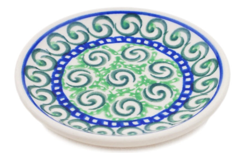 Ceramika Artystyczna Polish Pottery, Green Galaxy, Mini Plate/Coaster