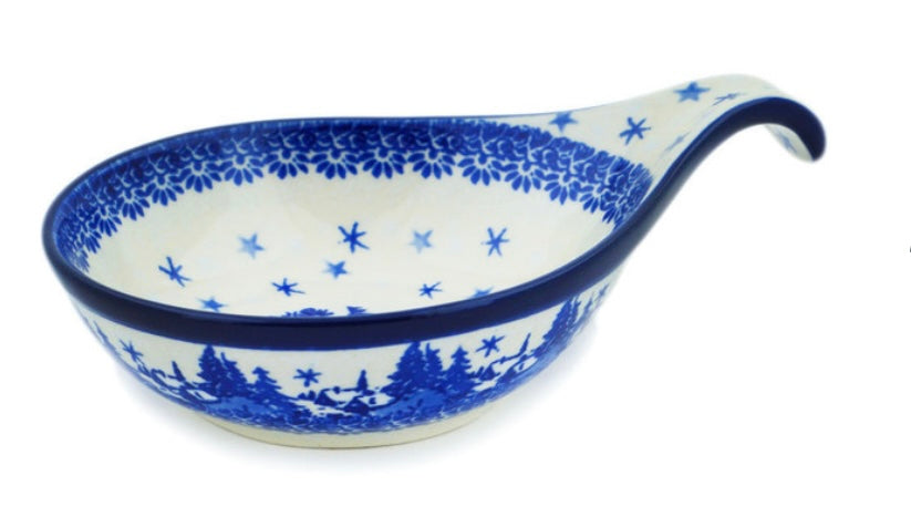 Ceramika Artystyczna Polish Pottery, Blue Winter, Condiment Dish/Spoon Rest