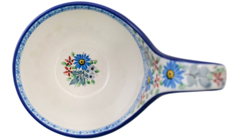 Ceramika Artystyczna Polish Pottery, Unikat Flower Crown, Loop Soup Mug/Bowl