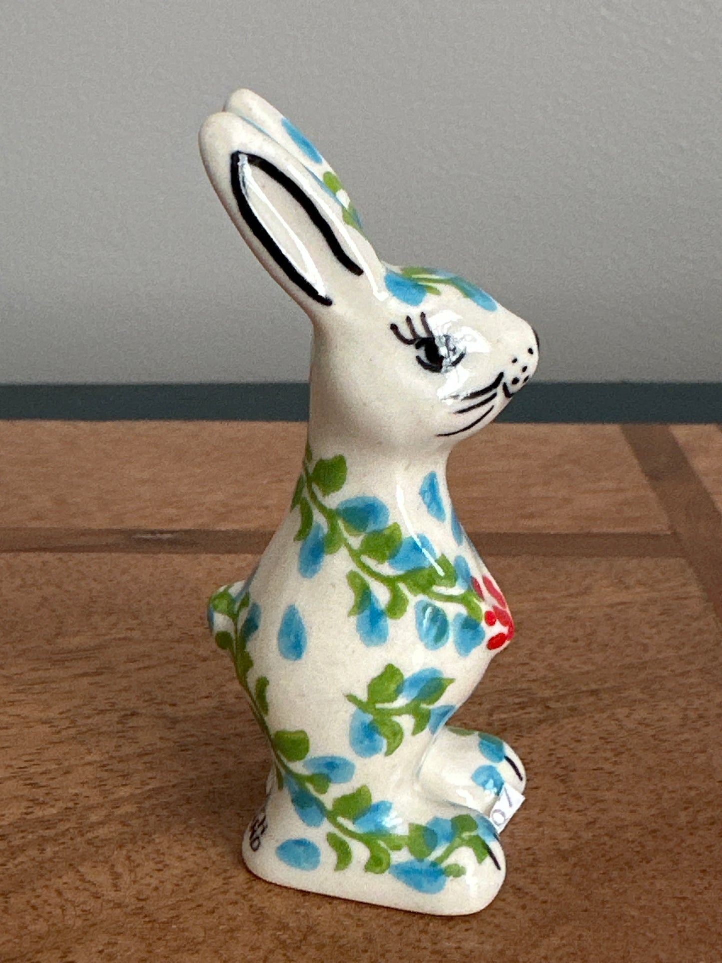 Kalich Polish Pottery, Art Level, Mini Stand Up, 3", Rabbit/Bunny Figurine, Pattern A