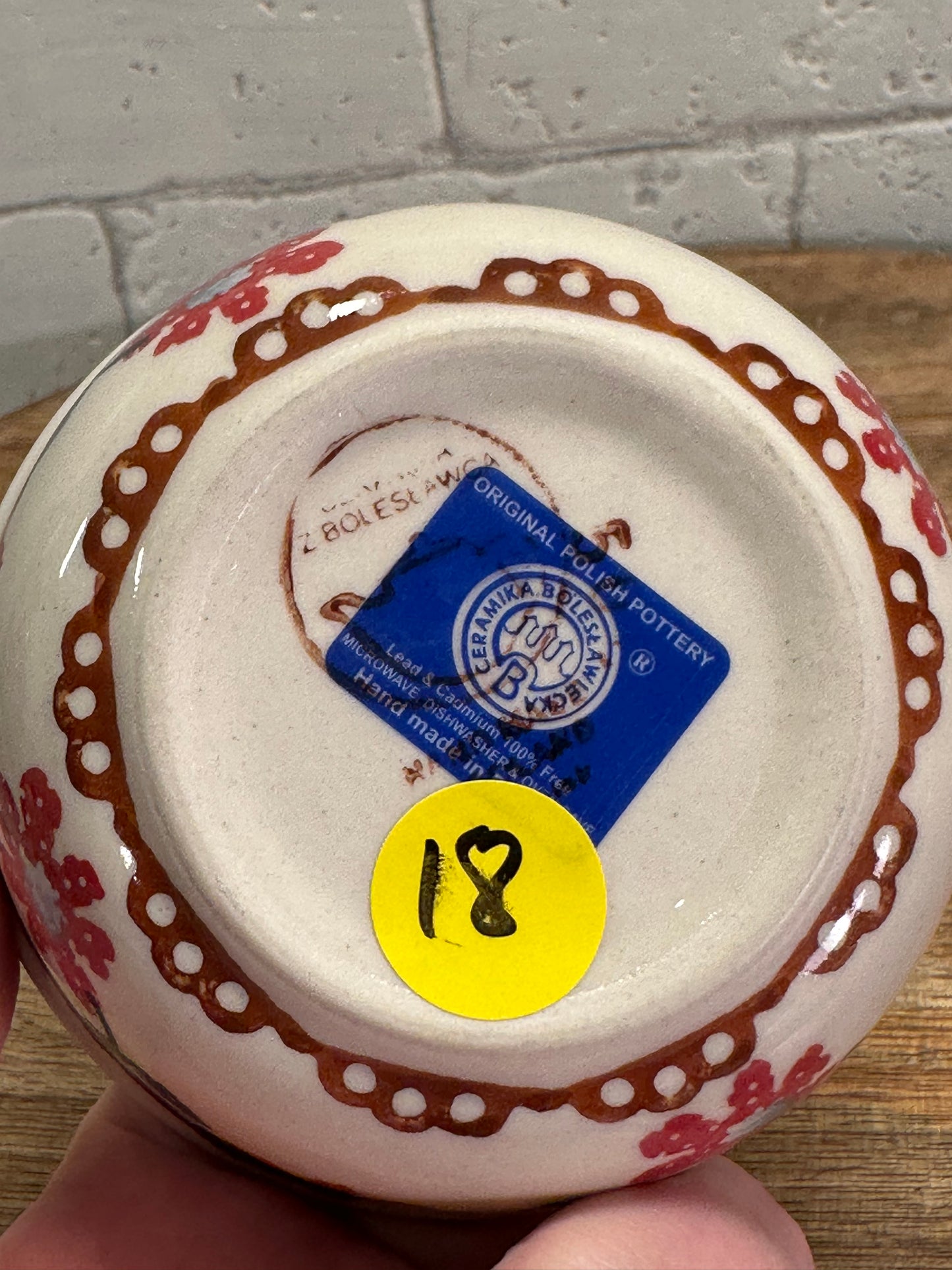 Zaklady Polish Pottery, Red Flower Vine, Ramekin/Bowl, Preowned
