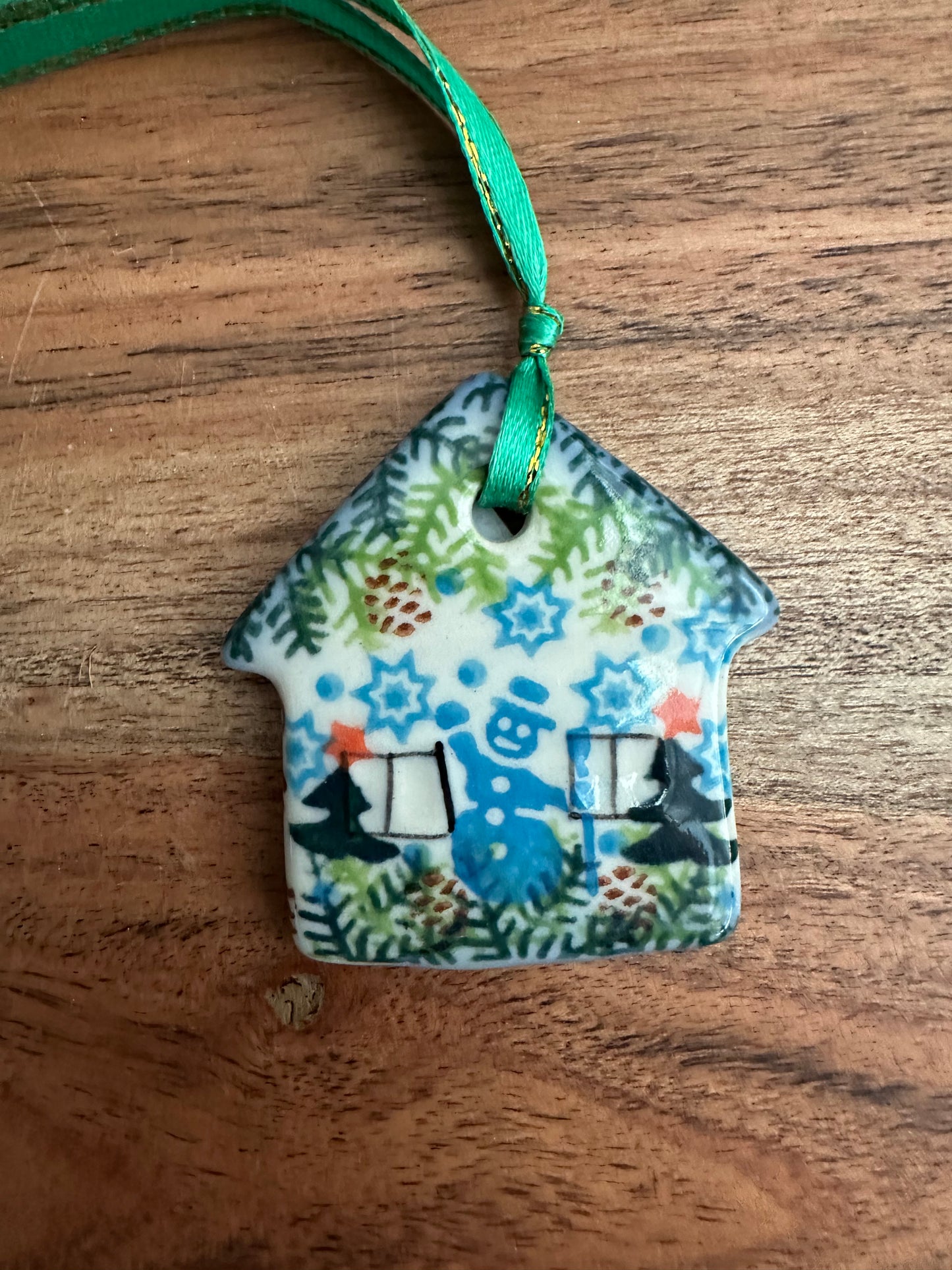 Galia Polish Pottery, Snowman House Ornament